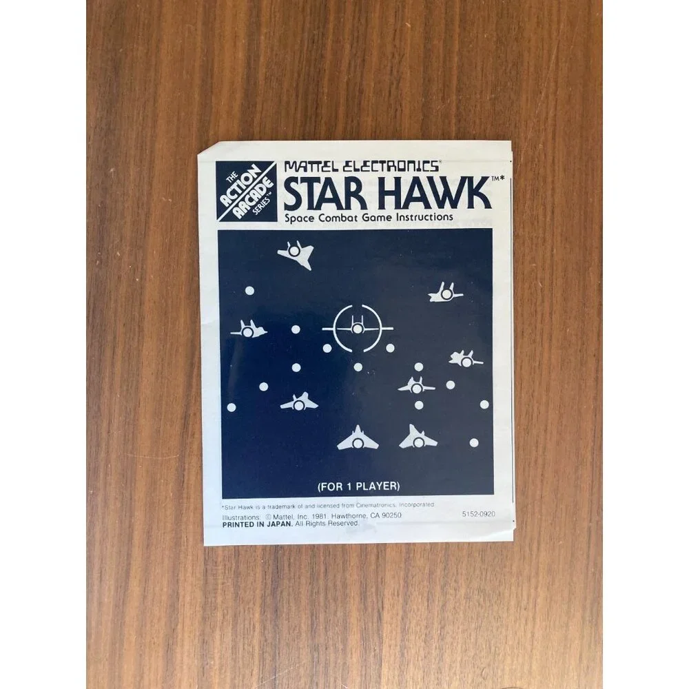 Star Hawk Handheld Video Game Mattel Electronics Vintage 1981